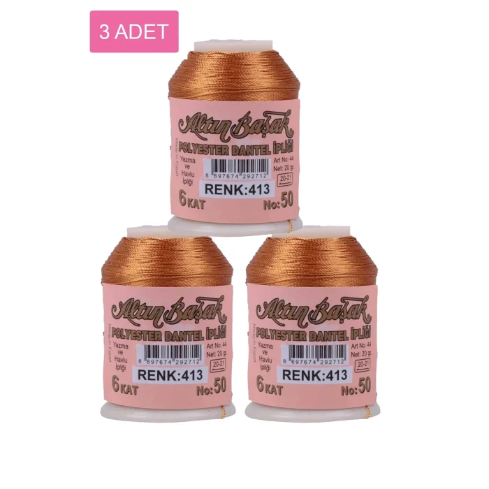 3 Adet Altınbaşak Oya ve Dantel İpi 20 gr - Royaleks - No: 413