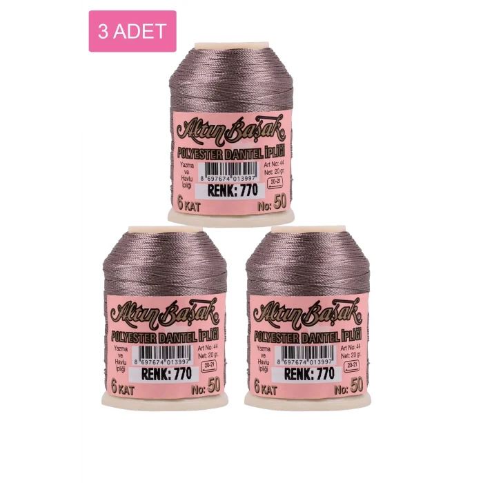 3 Adet Altınbaşak Oya ve Dantel İpi 20 gr - Royaleks - No: 770
