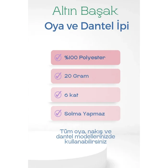 3 Adet Altınbaşak Oya ve Dantel İpi 20 gr - Royaleks - No: Ş.BEYAZ - 404 - 530
