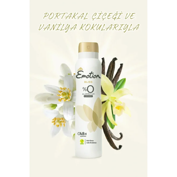 3 Adet Emotion Bliss Kadın Vegan Deodorant 150 Ml Hızlı Kurur , Leke Bırakmaz