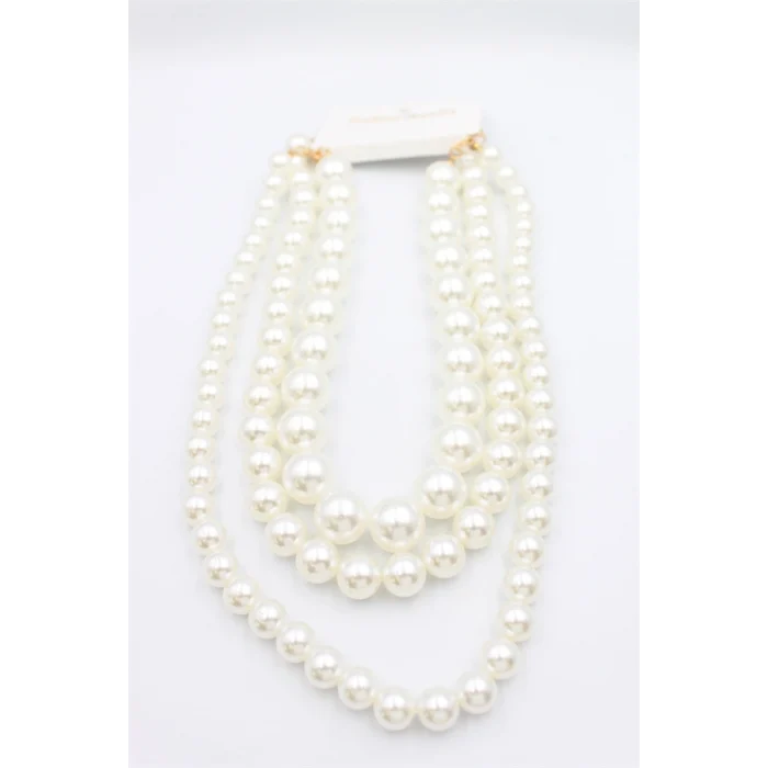 3lü İnci Set Kolye - Beyaz