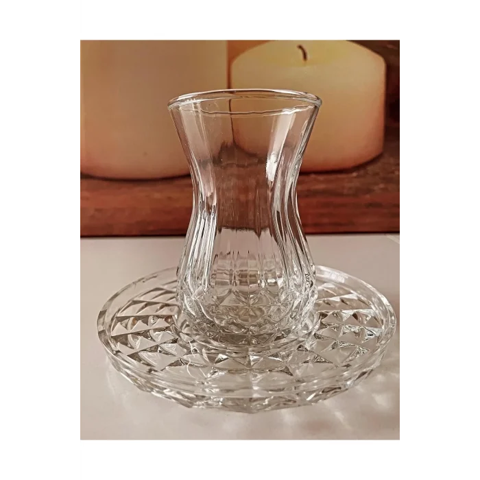 Alin Adela 6lı Cam Çay Tabağı Çay Tabak Altlığı Royaleks-RYG8030