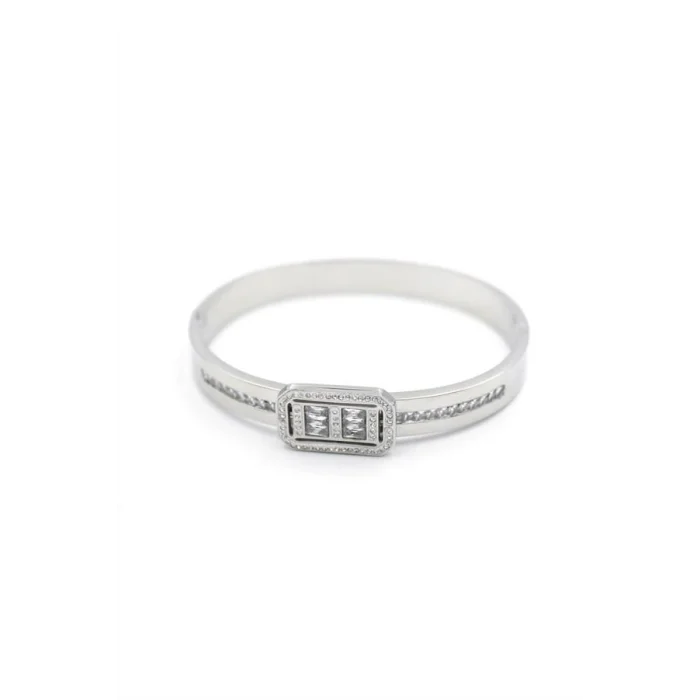 Baget Taşlı Bilezik - Gümüş