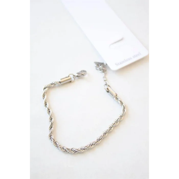 Burgu Çelik Bileklik 3mm - Gümüş