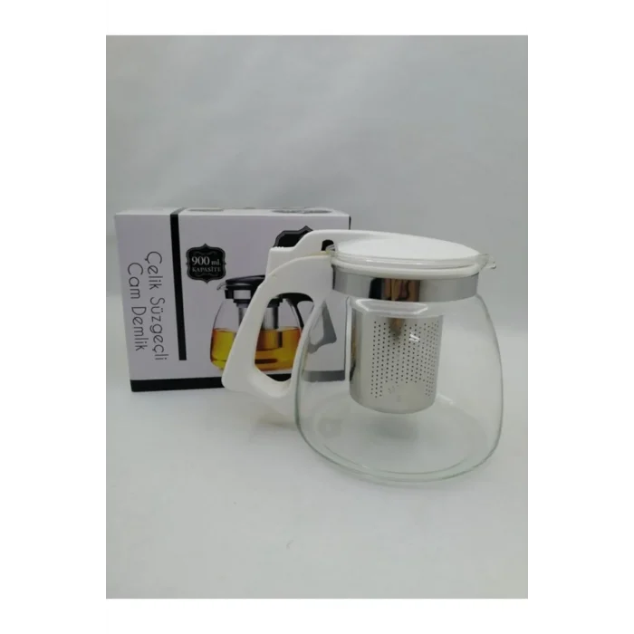 Çelik Süzgeçli Cam Demlik 900 Ml. Royaleks-8882