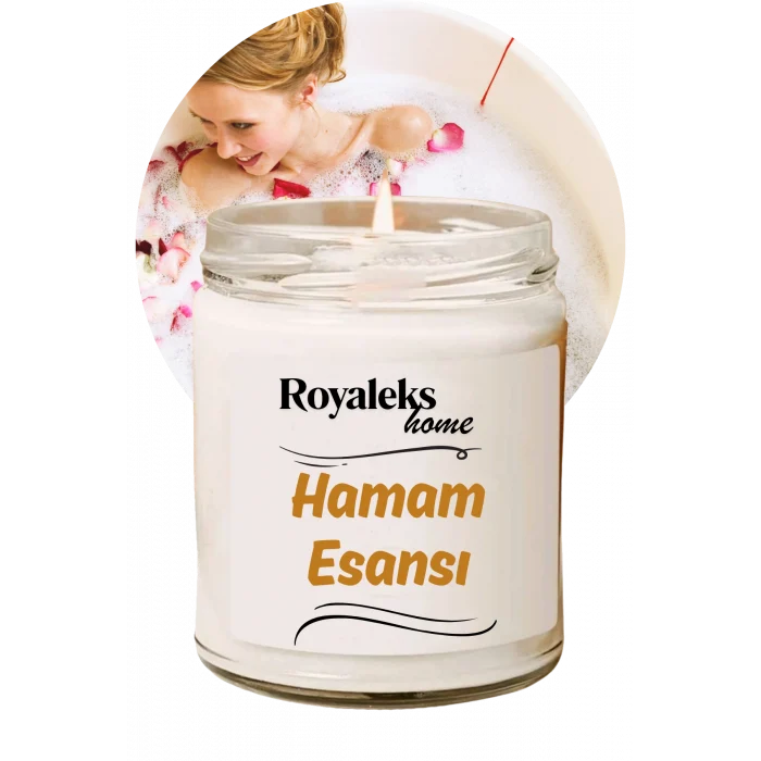 Doğal Özel Seri Kokulu Dekoratif Kavanoz Mum 210 cc - Hamam Esansı - RYL