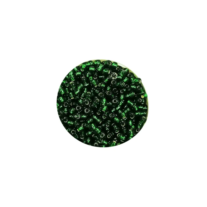 Dökme Cam Kum Boncuk (11/0) 2 mm - 60 Gram -  Şefaf Koyu Yeşil - BNC037