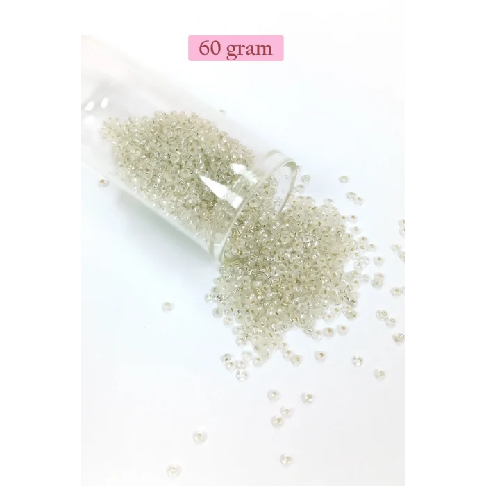 Dökme Cam Kum Boncuk (11/0) 2 mm - 60 Gram -  Şeffaf - BNC069