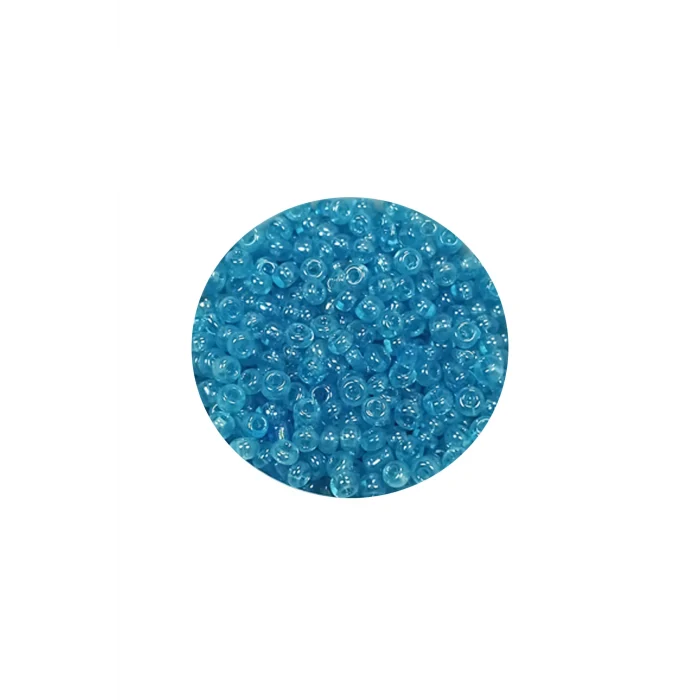 Dökme Cam Kum Boncuk (11/0) 2 mm - 60 Gram -  Şeffaf Koyu Camgöbeği - BNC061