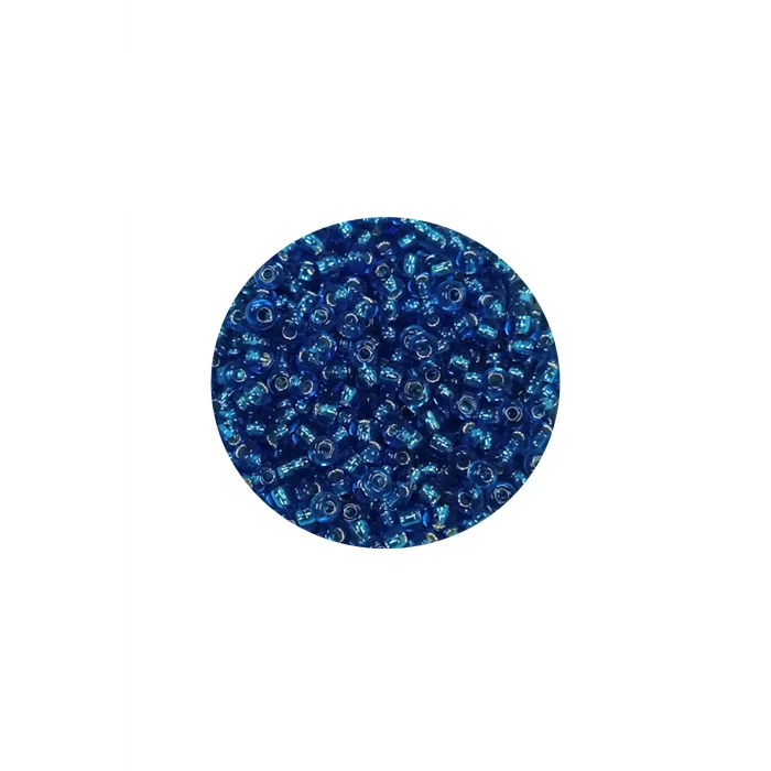 Dökme Cam Kum Boncuk (11/0) 2 mm - 60 Gram -  Şeffaf Mavi - BNC042