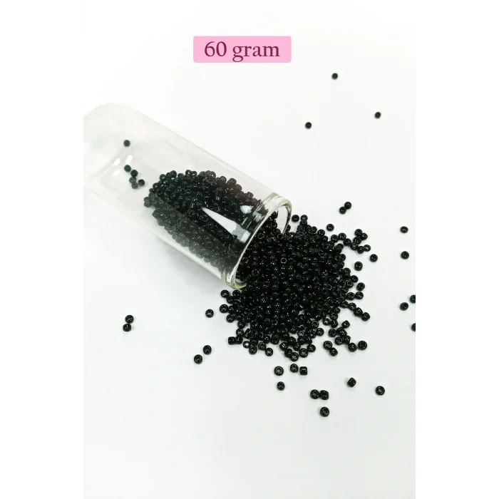 Dökme Cam Kum Boncuk (11/0) 2 mm - 60 Gram -  Siyah - BNC045