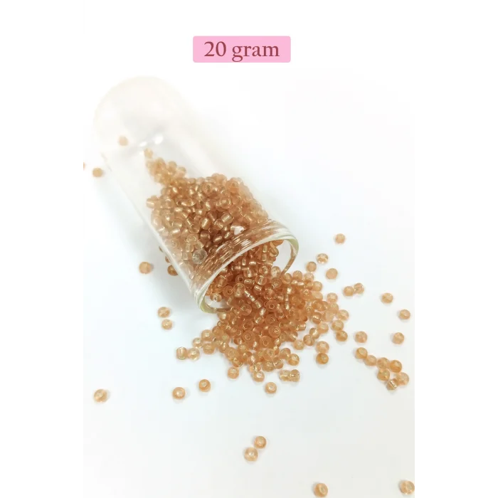 Dökme Cam Kum Boncuk (8/0) 3 mm - 20 Gram - Şeffaf Bal Rengi - BNC143