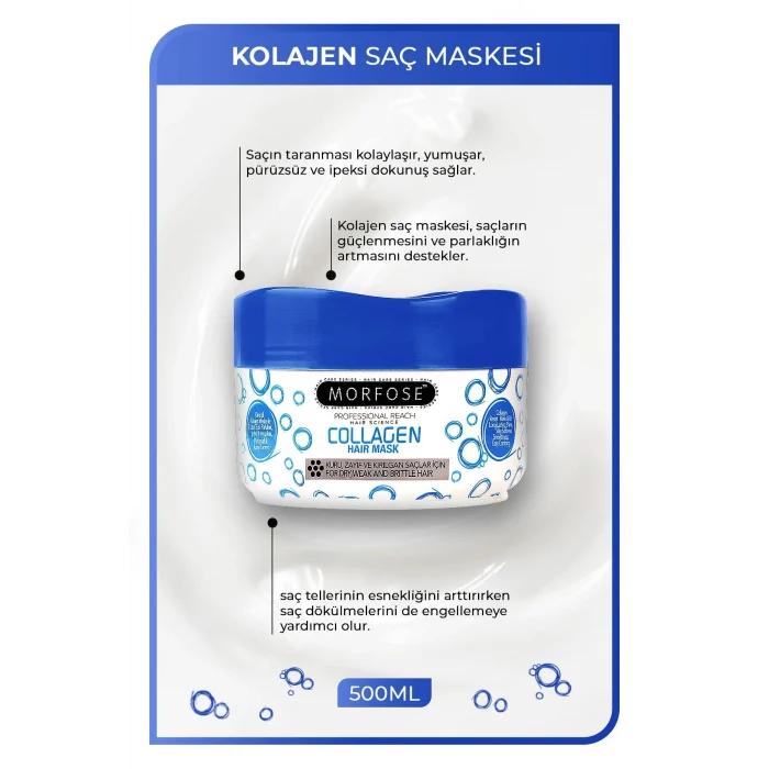 Kolajen Saç Maskesi 500 ML - Zayıf ve Kırılgan Saçlar İçin - mrfs
