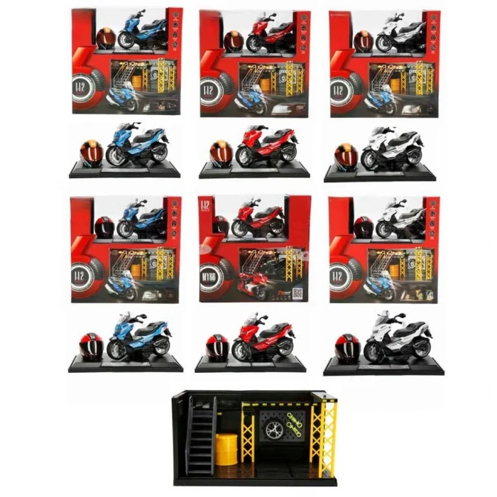 Mey İthalat® 1:12 Sesli ve Işıklı Motosiklet ve Tamir Atölyesi Seti
