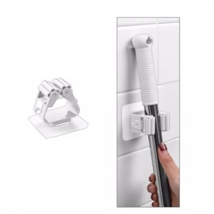 Mey İthalat® 1 Adet Yapışkanlı Pratik Mop Tutucu Beyaz