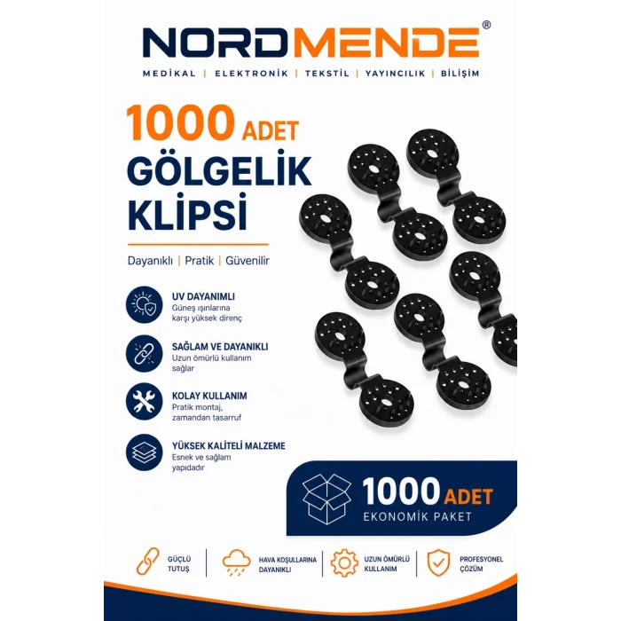 Mey İthalat® 1000 Adet Gölge Filesi Klipsi | Sera Filesi Sabitleme Klipsi | Güneşlik Örtü Klipsi | Yerli Üretim | UV Dayanımlı