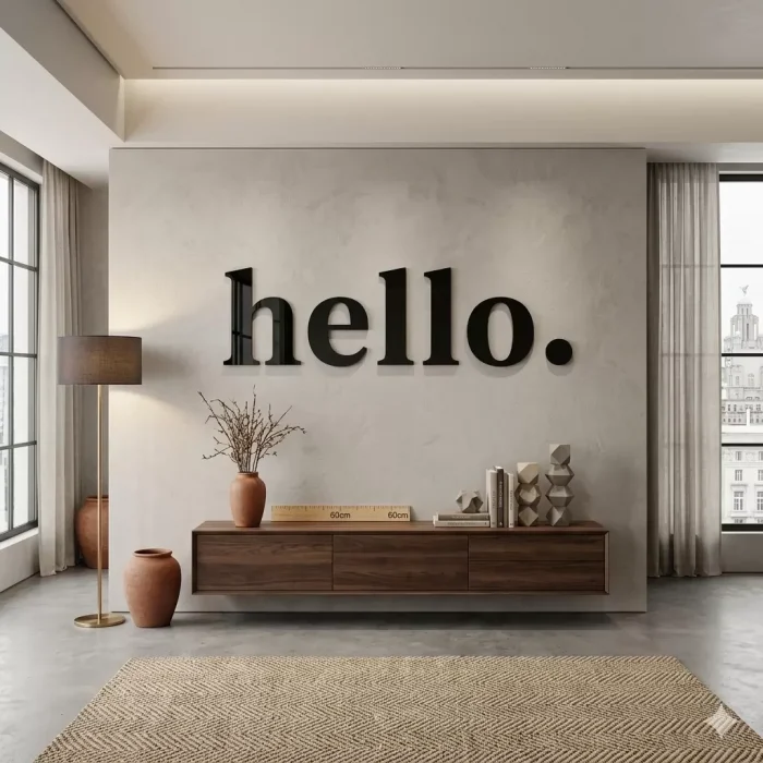 Mey İthalat® 100x35 cm Dev Boy hello. Yazılı Kırılmaz Pleksi Ayna - Premium Ofis ve Villa Antre Dekoru