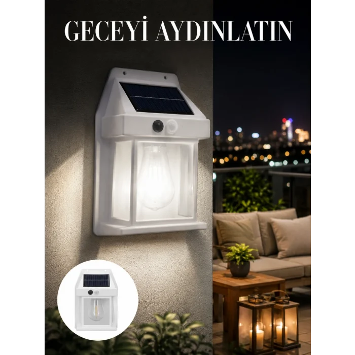 Mey İthalat® 1800 mAh Pilli Solar Duvar Aydınlatma Yeni Nesil