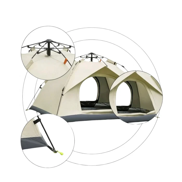 Mey İthalat® 2 3 Kişilik Otomatik Kamp Çadırı Suya Dayanıklı Çift Astarlı Outdoor Çadır