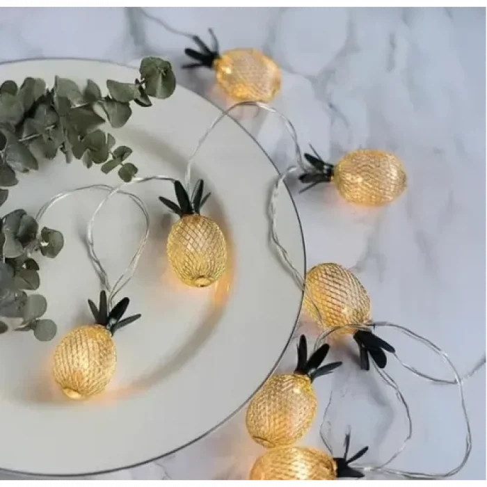Mey İthalat® 2 Metre 10 LED Pilli 2 Kademeli Ananas Led Işık