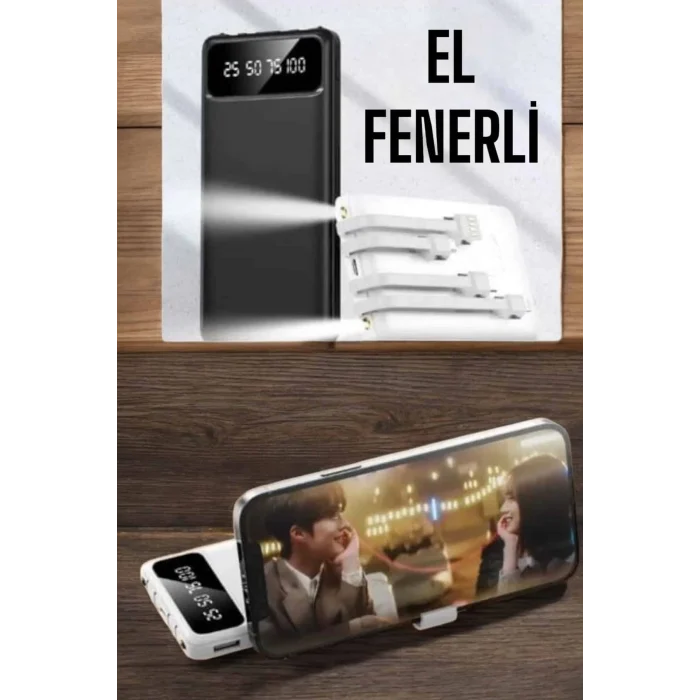 Mey İthalat® 20.000 Mah Led Işıklı LCD Ekran USB Girişli Type-C Lightning Powerbank