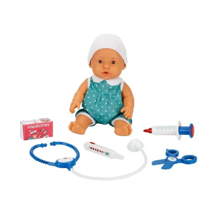 Mey İthalat® 30111 Doktor Zamanı Sesli Bebek Seti 35 cm (Ürün oyuncaktır)