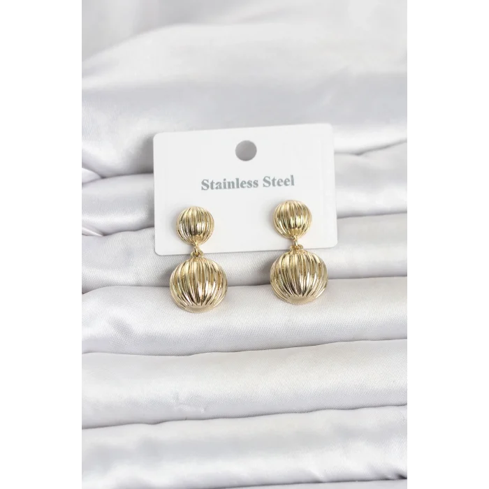 Mey İthalat® 316L Çelik Gold Renk Vintage Model Kadın Küpe