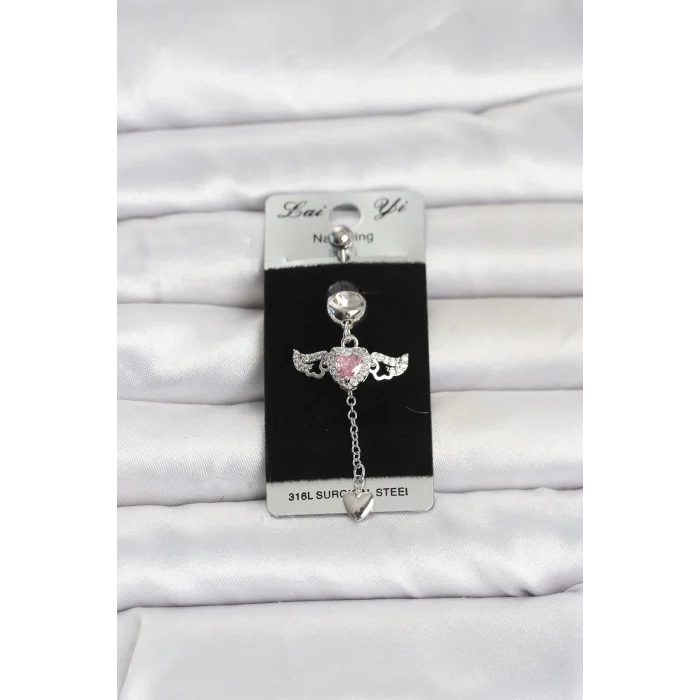 Mey İthalat® 316L Cerrahi Çelik Kanatlı Kalp Model Göbek Piercing