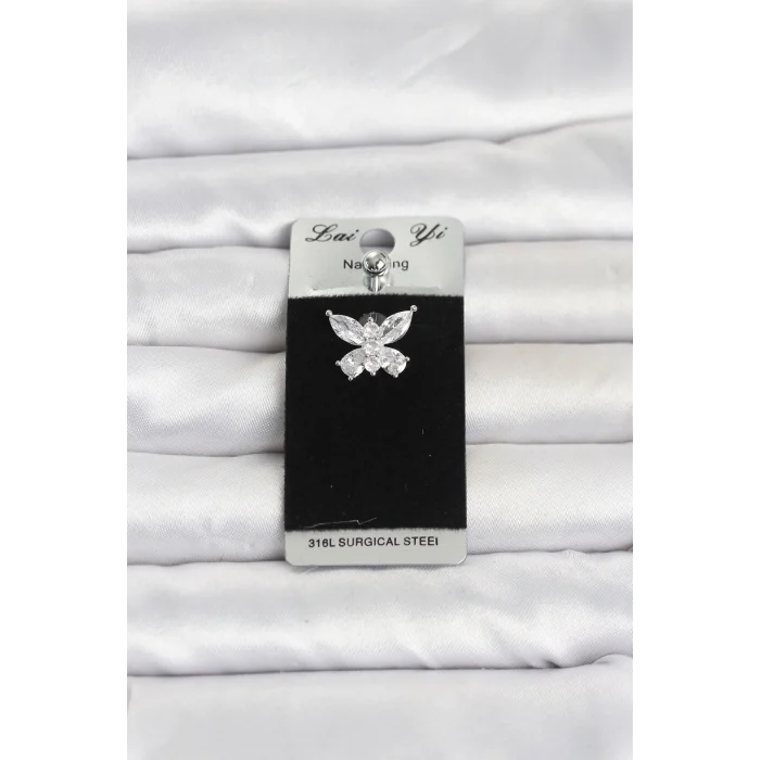 Mey İthalat® 316L Cerrahi Çelik Kelebek Model Göbek Piercing