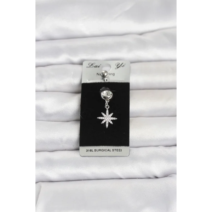 Mey İthalat® 316L Cerrahi Çelik Sallantılı Kutup Yıldızı Model Göbek Piercing