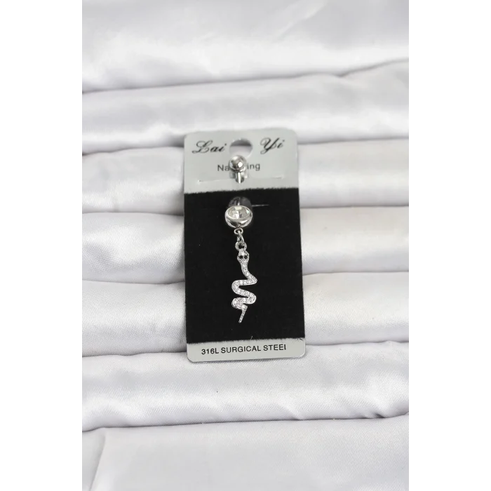 Mey İthalat® 316L Cerrahi Çelik Sallantılı Yılan Model Göbek Piercing