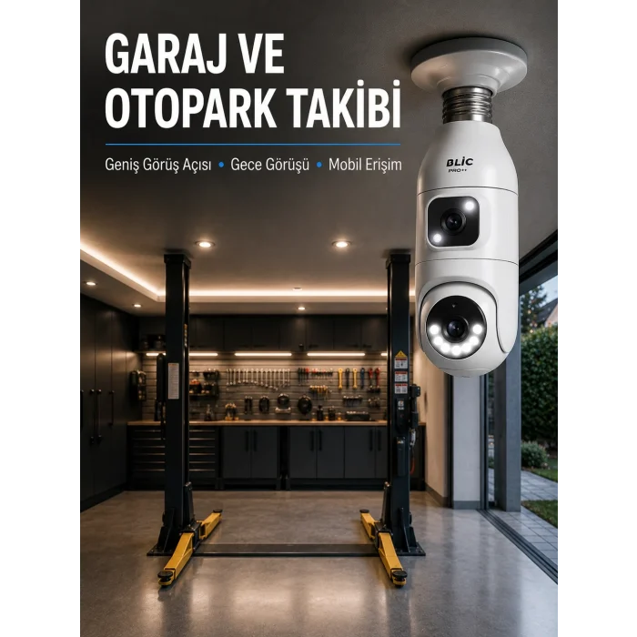 Mey İthalat® 360° Ev İzleme Wi-Fi Çift Lens Akıllı Ampul Kamera