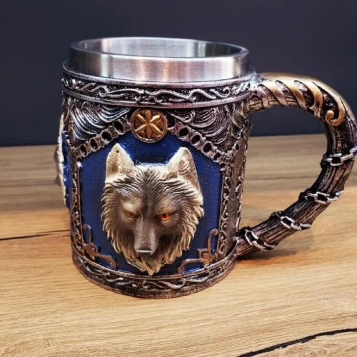Mey İthalat® 3D Boyutlu Kurt Kafası Tasarımlı Kupa Bardak