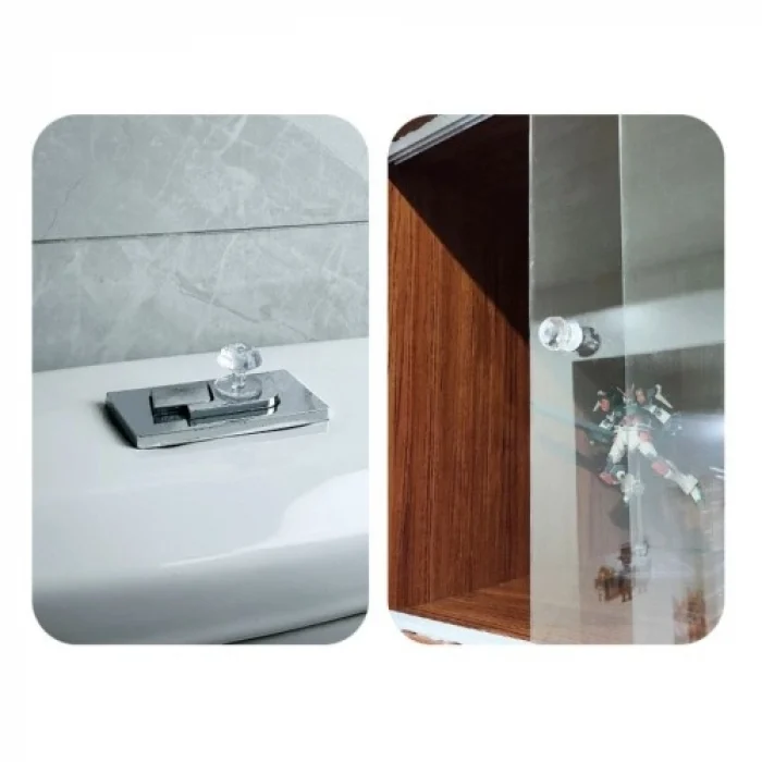 Mey İthalat® 4 Adet Kristal Tasarımlı Çok Amaçlı Yapışkanlı Tutacak Buton