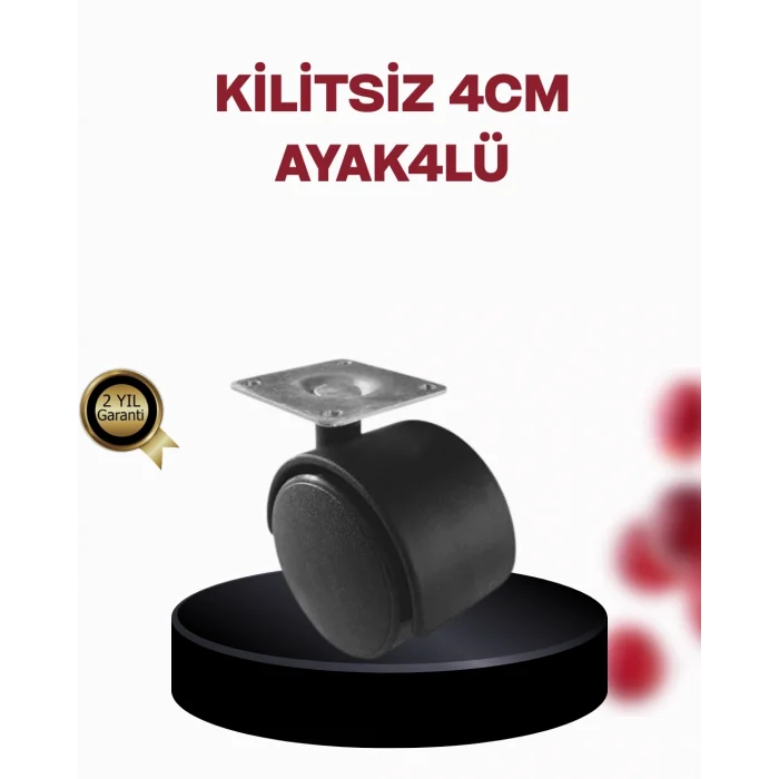 Mey İthalat® 4 cm Döner Ayak Kilitsiz 4 Adet Mobilya ve Sehpa Ayağı