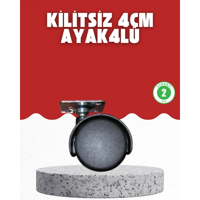 Mey İthalat® 4 cm Kilitsiz Tekerlek Ayak Seti Zemin Koruyucu