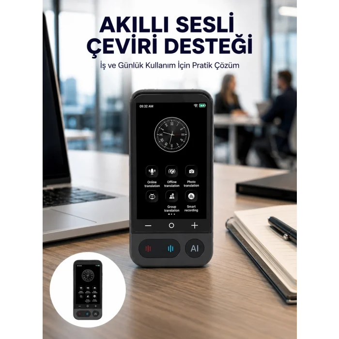 Mey İthalat® 4.0 İnç Dokunmatik Ekranlı Akıllı Çeviri Cihazı Yeni Nesil