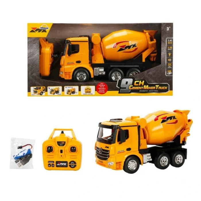 Mey İthalat® 5084 İŞ MAKİNESİ 1 18 BETON MİKSERİ FF 9CH 3 7V USB 2 4 GHZ SESLİ IŞI