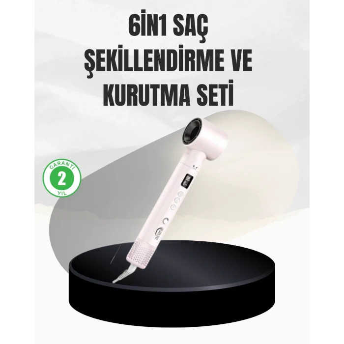 Mey İthalat® 6 Başlıklı Hızlı Kurutma ve Bukle Şekillendirme Seti