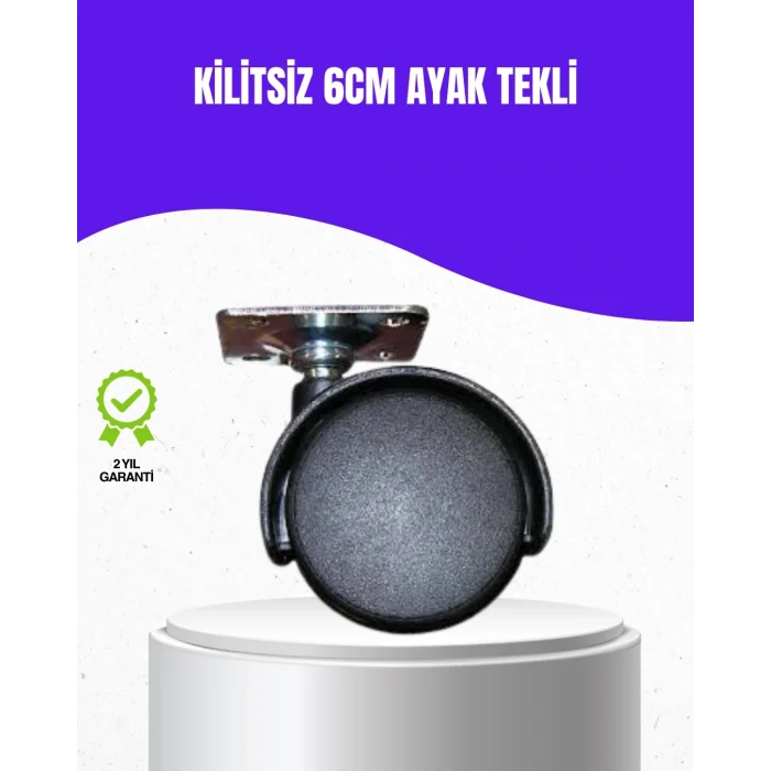 Mey İthalat® 6 cm Kilitsiz Masa Ayağı Tekli Döner Tekerlek