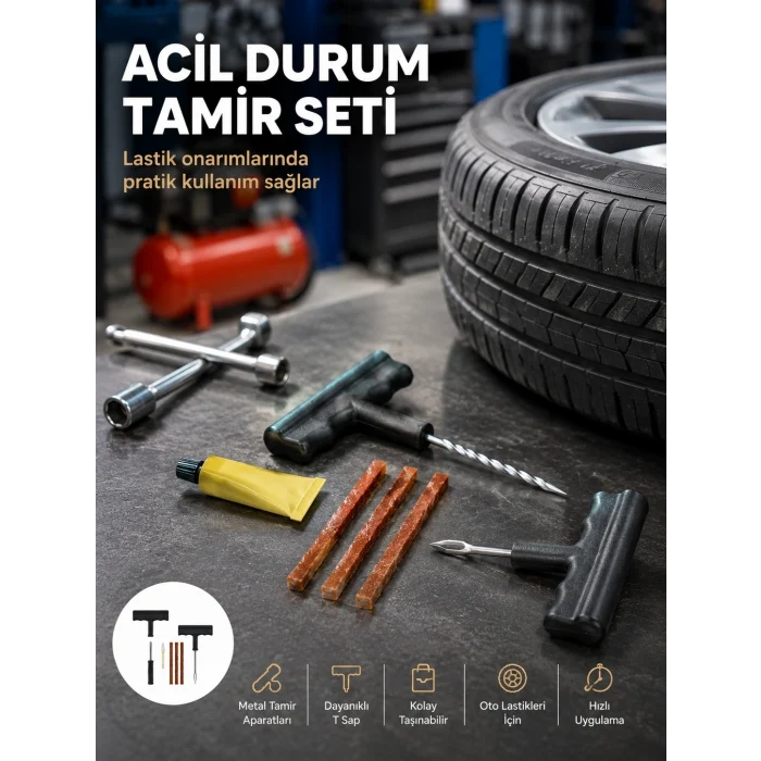 Mey İthalat® Acil Durumların Kurtarıcısı Çok Amaçlı Lastik Tamir Seti