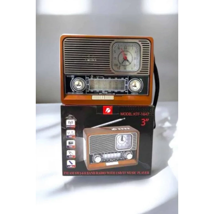 Mey İthalat® Ahşap Görünümlü Retro Bluetooth Radyo USB,AUX Ve SD Kart Girişli