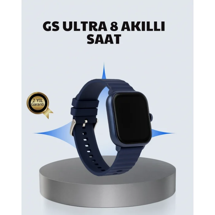 Mey İthalat® Akıllı Saat 360 mAh Çoklu Spor Modlu Lacivert Siyah Kordon