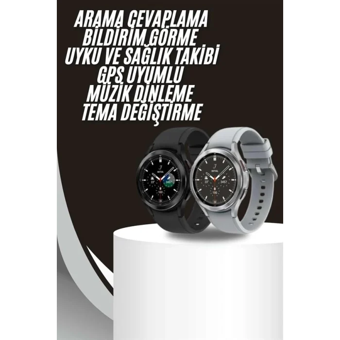 Mey İthalat® Akıllı Saat Bluetooth Bağlantılı Yuvarlak Ekran Plastik Kordonlu