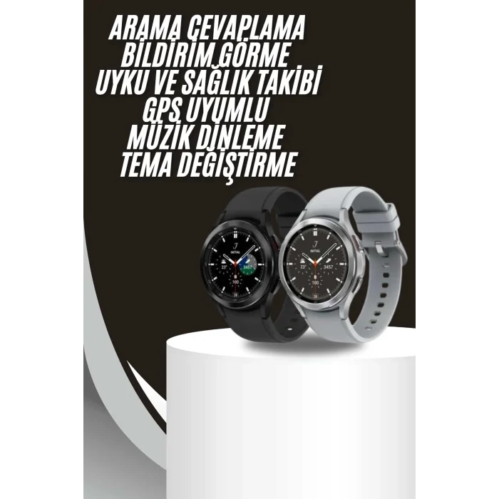 Mey İthalat® Akıllı Saat Bluetooth Bağlantılı Yuvarlak Ekran Plastik Kordonlu