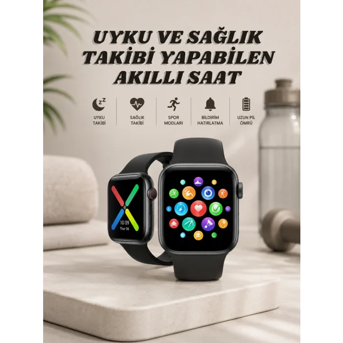 Mey İthalat® Akıllı Saat Wireless Şarj Yüksek Çözünürlüklü Müzik Dinleme Sesli Cevaplama