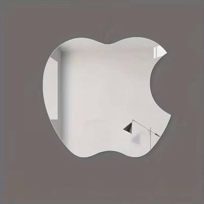Mey İthalat® Apple Tasarım Kırılmayan Pleksi Duvar Aynası - 30x30 cm Modern Dekoratif Ayna