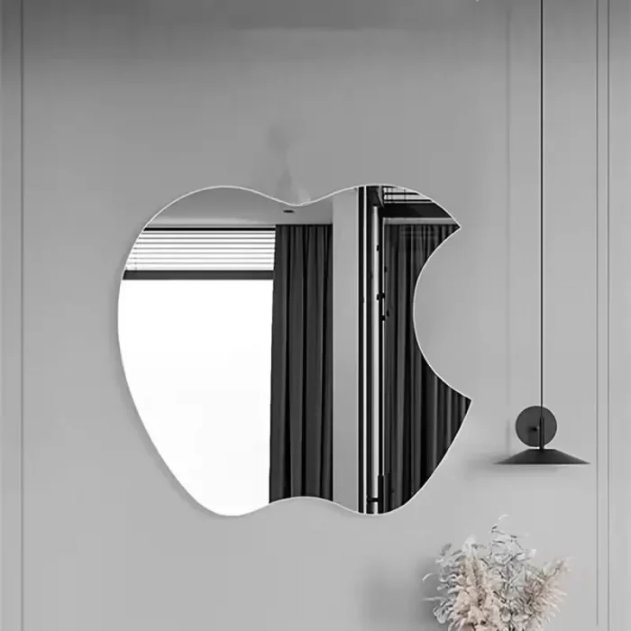 Mey İthalat® Apple Tasarım Kırılmayan Pleksi Duvar Aynası - 30x30 cm Modern Dekoratif Ayna