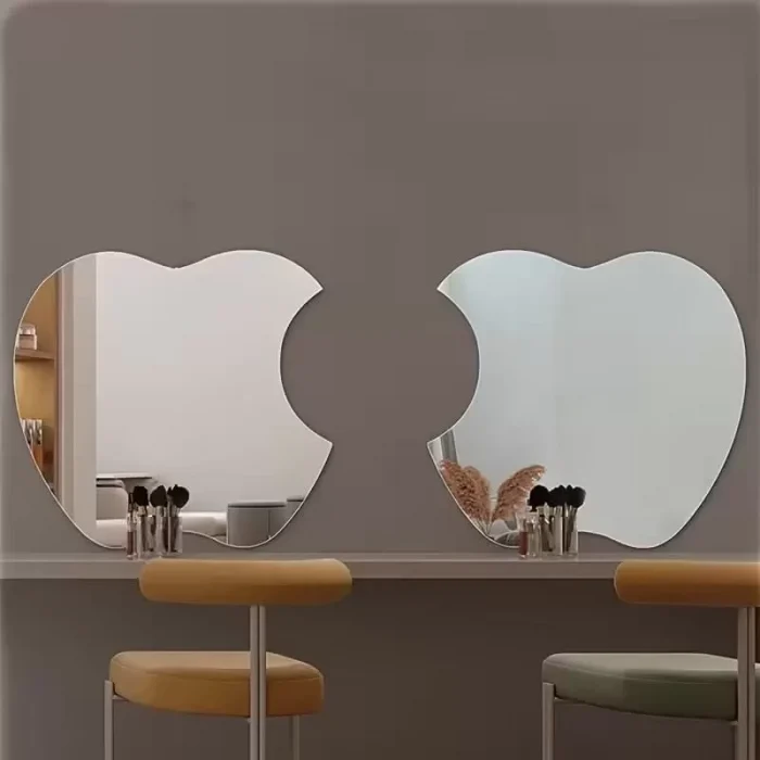 Mey İthalat® Apple Tasarım Kırılmayan Pleksi Duvar Aynası - 30x30 cm Modern Dekoratif Ayna