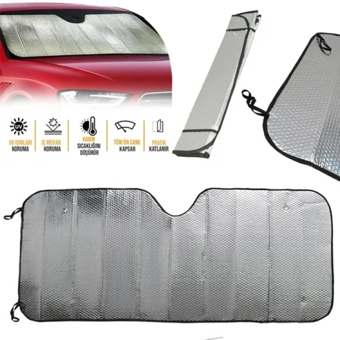 Mey İthalat® Araç Ön Cam Güneşlik UV ve Isı Koruma Katlanabilir Toyota Corolla Skoda Superb Dacia Duster Ford Focus
